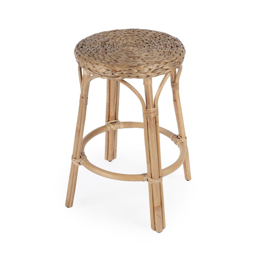 Alt View 1. Butler Specialty - Tobias Rattan Round 24" Counter Stool - Light Brown.