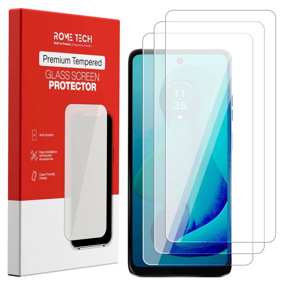 ROME TECH  
Built to Protect. Designed to Perform  
Premium Tempered GLASS SCREEN PROTECTOR  
Apr 3 Tue 8:10 AM  
11:11  
35  
Anti-Scratch  
Easy Installation with included Accessories  
Case-Friendly Design