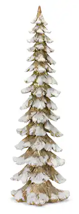 BreeBe - Gold Flocked Pine Tree 34.5"H - Gold, White
