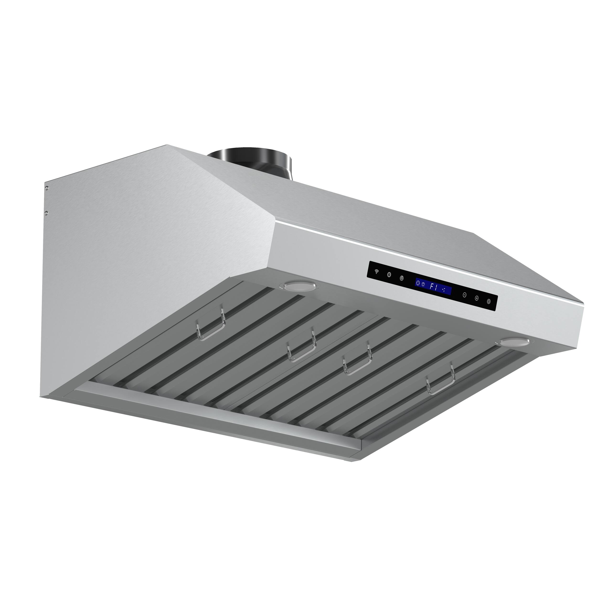 Angle. Forno Appliances - Palazzo 30" Wall-Mounted Ducted Ventilation Range Hood - Silver.