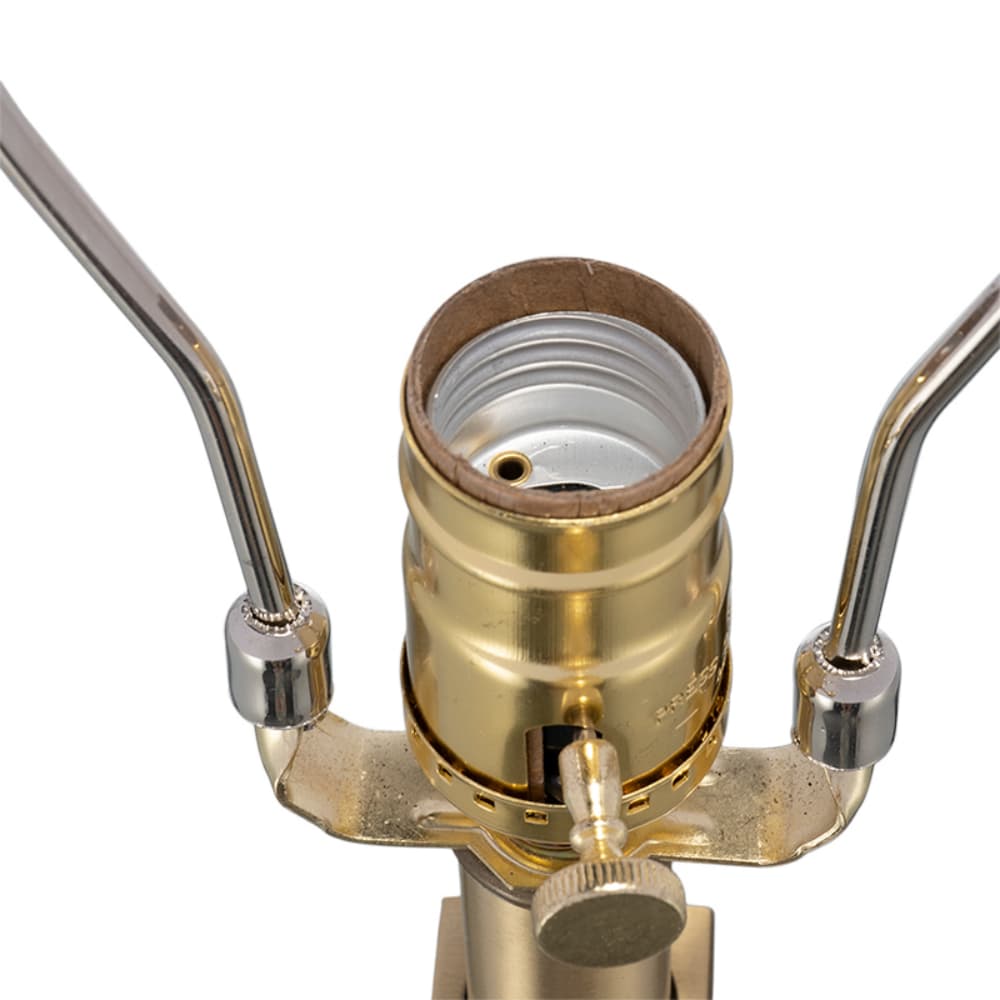 Back. Luckbyte - 15x26 Inch White Gold Thin Pyramid Table Lamp With Drum Shade Assembly Required.