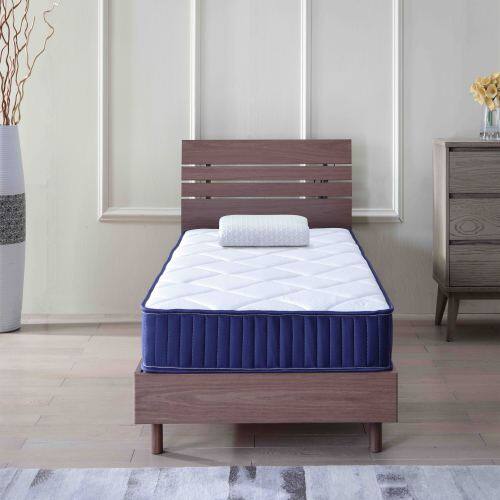 Front. GOODSILO - 6 Inch Hybrid Twin Mattress with Foam and Pocket Springs for Guest Rooms and Kids Bedrooms - White+Blue.
