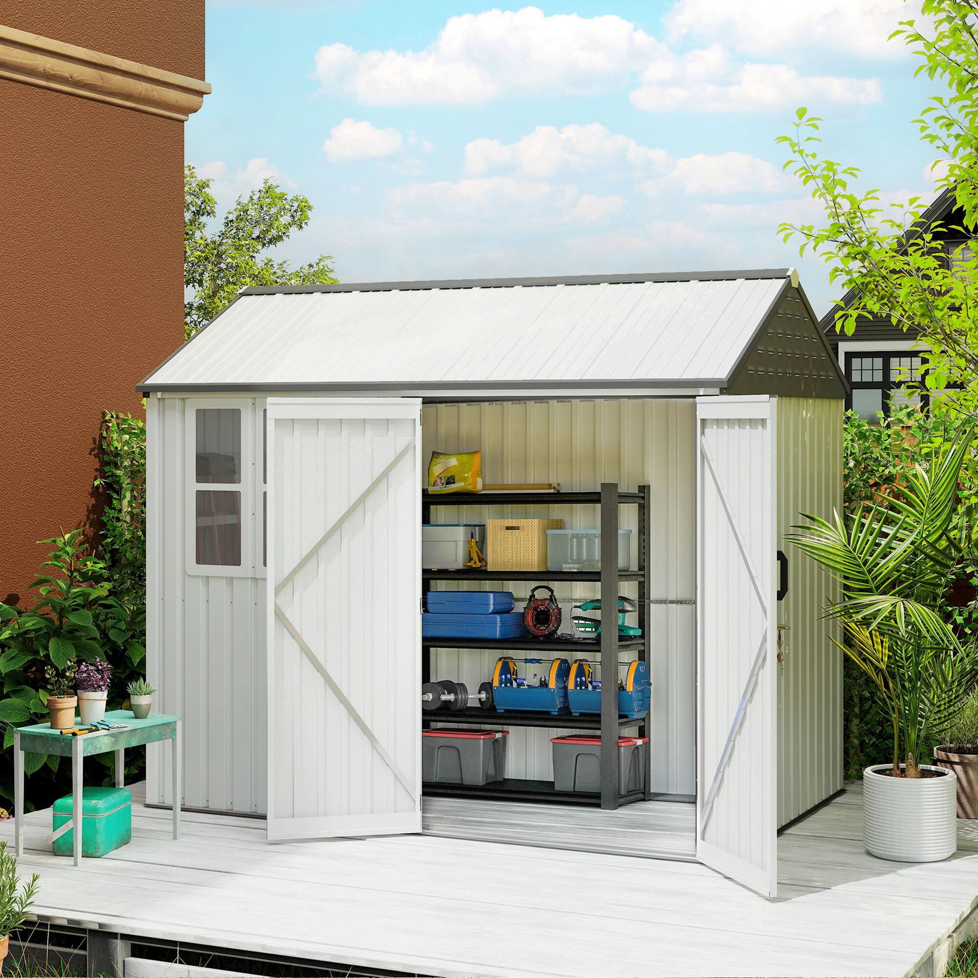 Alt View 1. Outsunny - x 6' Metal Garden Storage Shed, Extra Large Outdoor Tool Storage House w/ Doors.