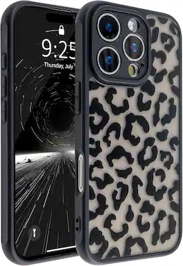 Dazzed Corner - Soft TPU Bumper Hard PC Back Slim Shockproof Protective Translucent Matte Case Cover for iPhone 16 Pro, 6.3inch - Leopard