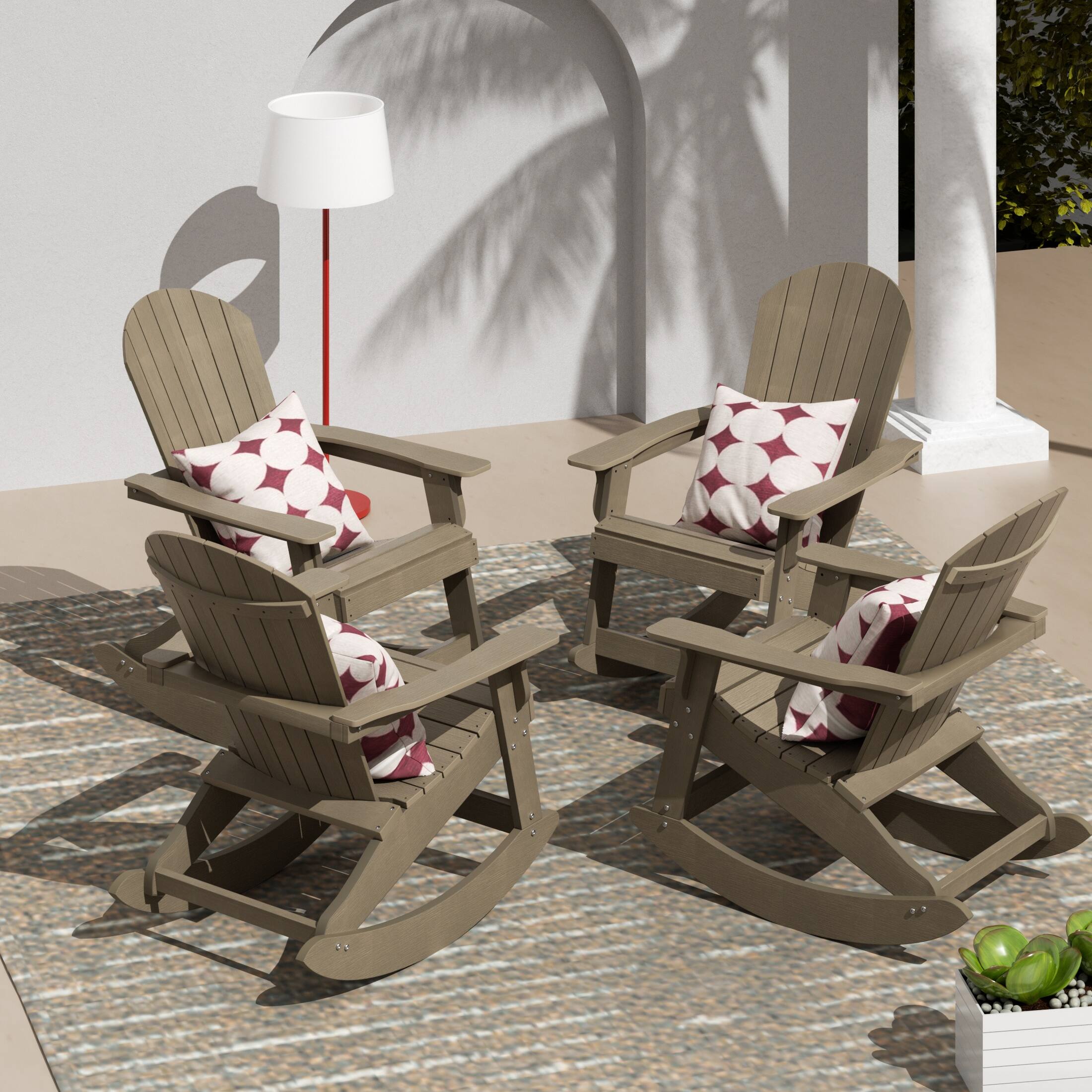 Angle. WestinTrends - WestinTrends Tuscany Outdoor Rocking Adirondack Chair (Set of 4) - Taupe.