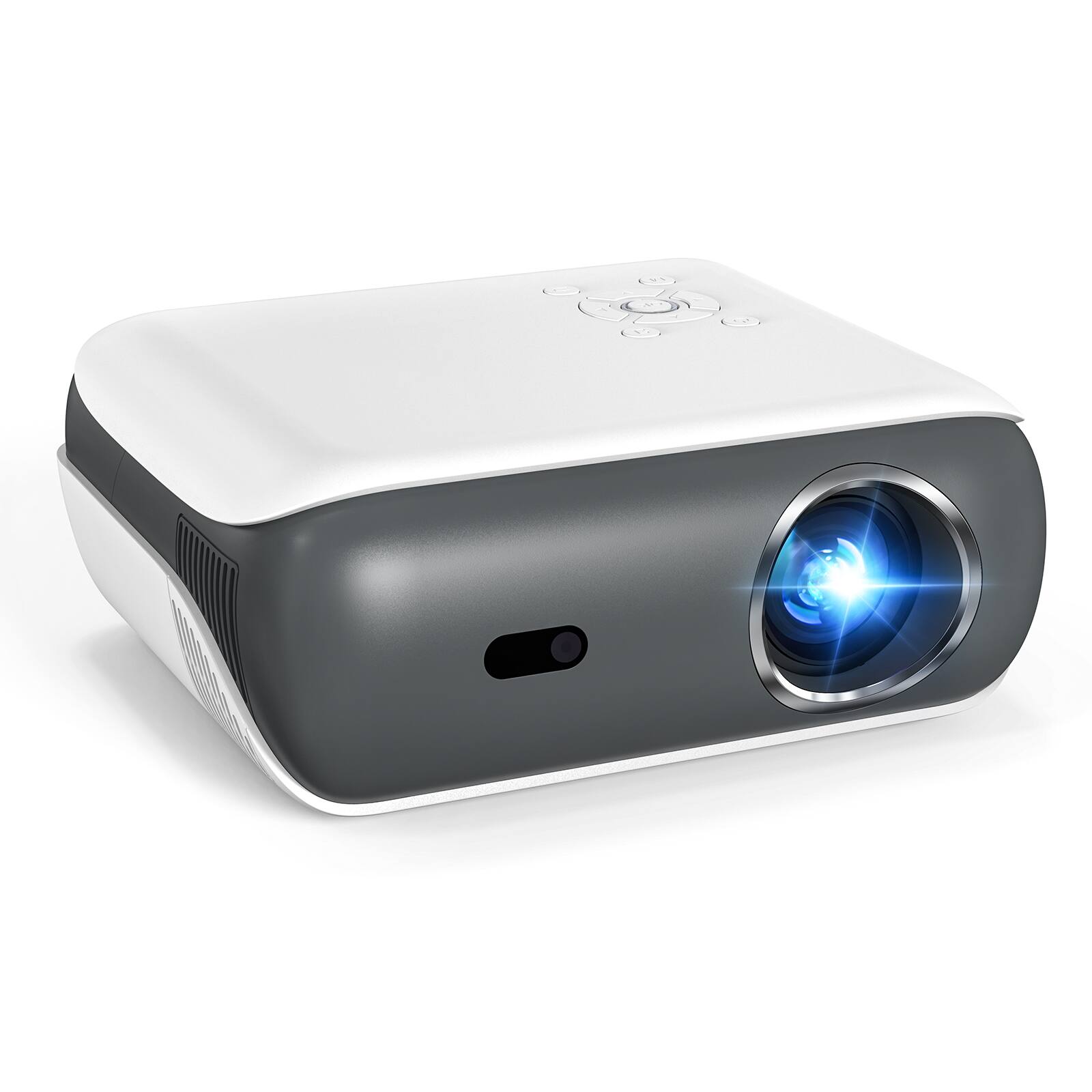 Happrun - Smart Google TV Projector with Native 1080P Resolution 4K Support and Dolby Audio - White