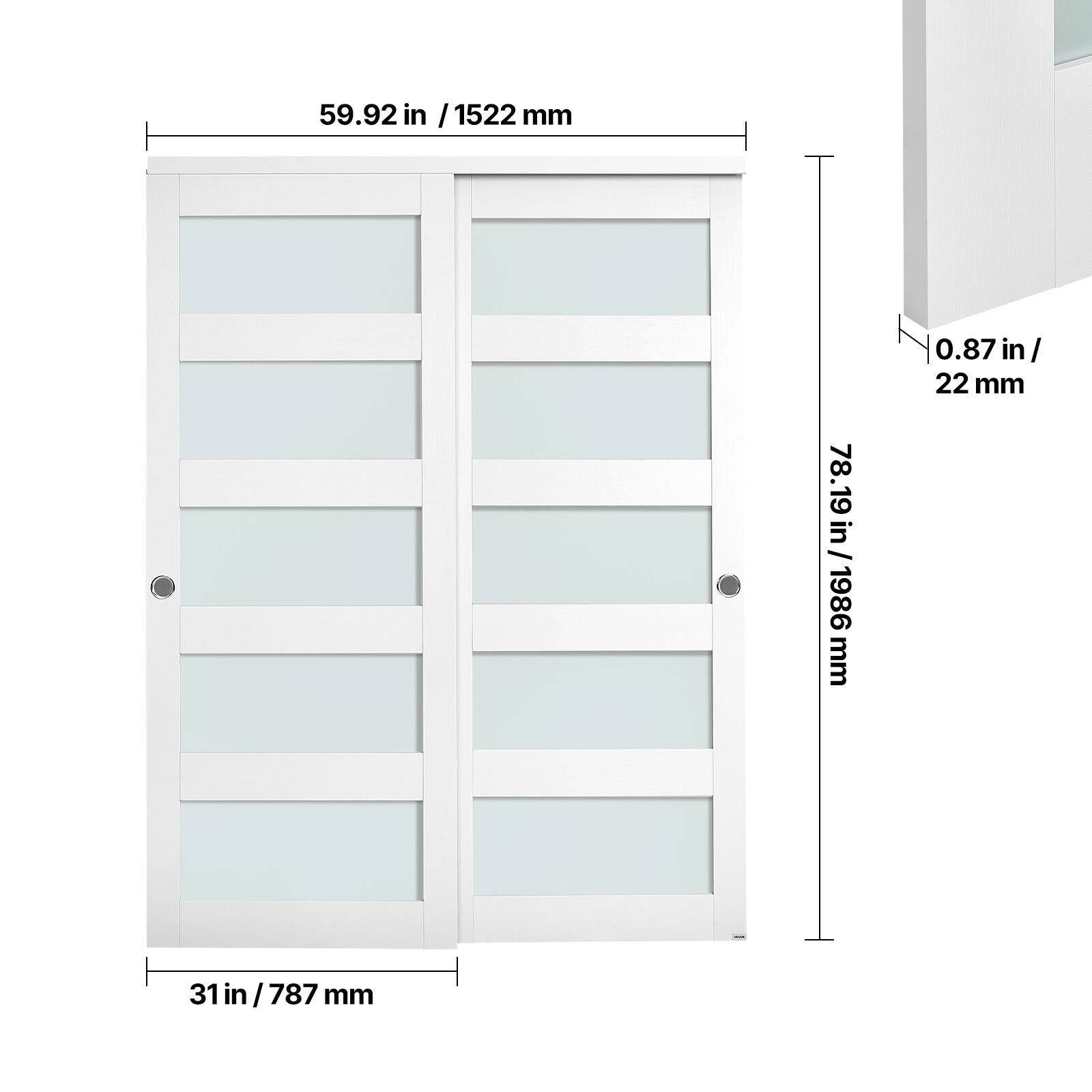 59.92 in / 1522 mm  
78.19 in / 1986 mm  
0.87 in / 22 mm  
31 in / 787 mm