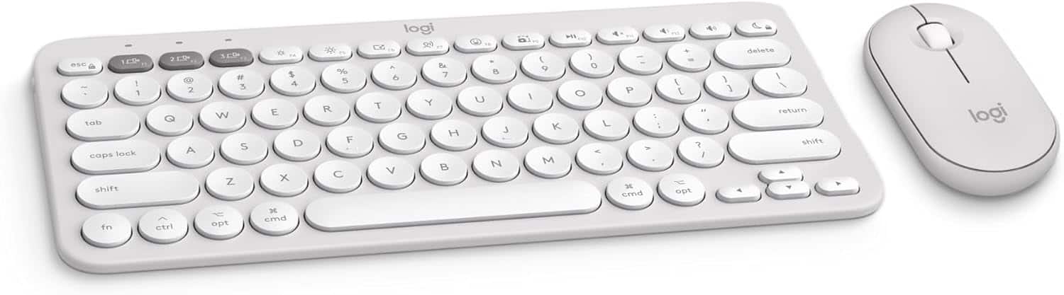Logitech - Pebble 2 Mouse and Keyboard Combo for Mac - Tonal White