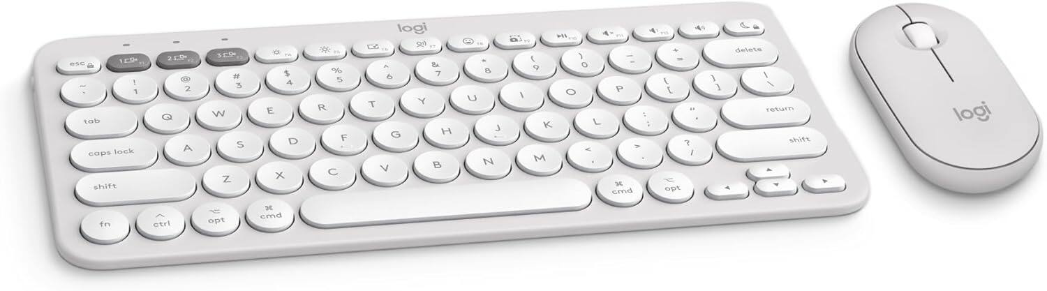 Logitech - Pebble 2 Mouse and Keyboard Combo for Mac - Tonal White