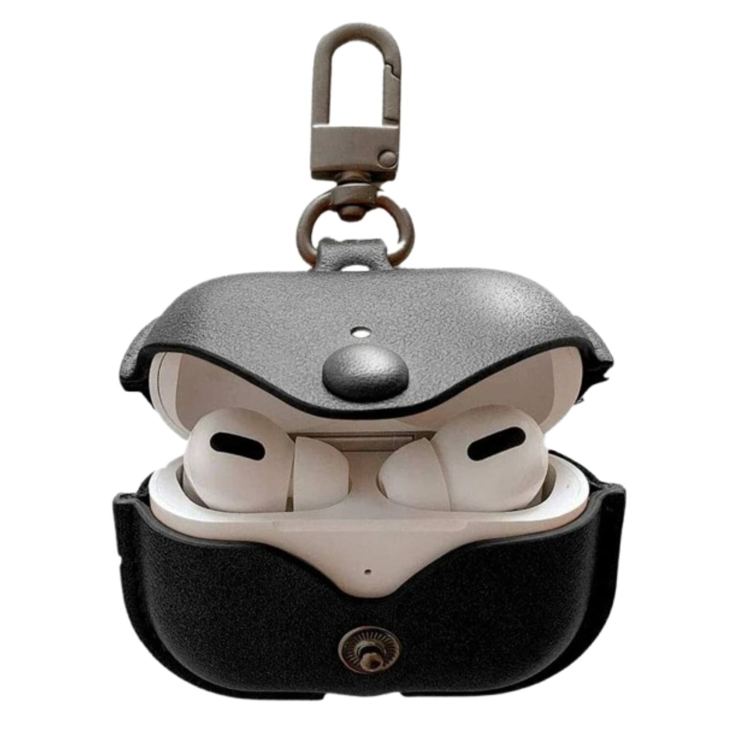 Front. Stock Preferred - PU Leather Protective Case Cover for Apple AirPods Pro - Black.