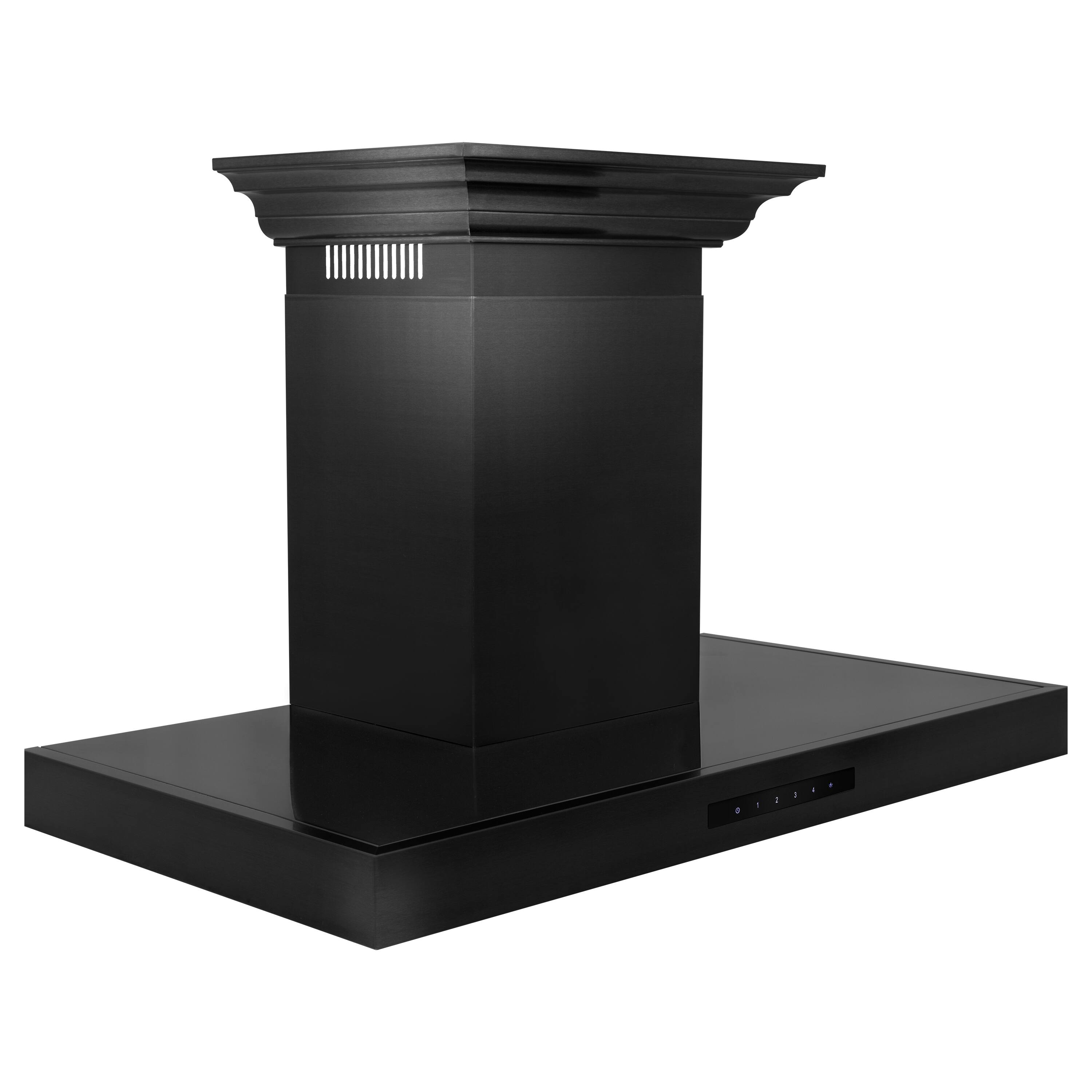Left. ZLINE - ZLINE 36 in. Convertible Vent Wall Mount Range Hood in Black Stainless Steel with Crown Molding (BSKENCRN-36) - Black Stainless Steel.