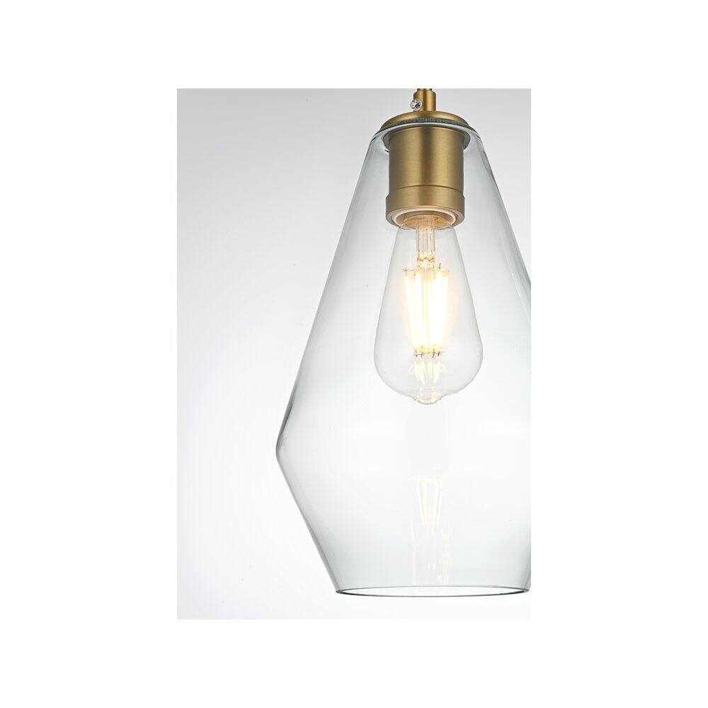 Alt View 4. Living District - Gene 7 Inch Pendant Clear Shade in Satin Gold - Satin Gold And Clear.