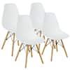 Front. Costway - Costway Set of 4 Modern Dining Side Chair Armless Home Office w/ Wood Legs - White.