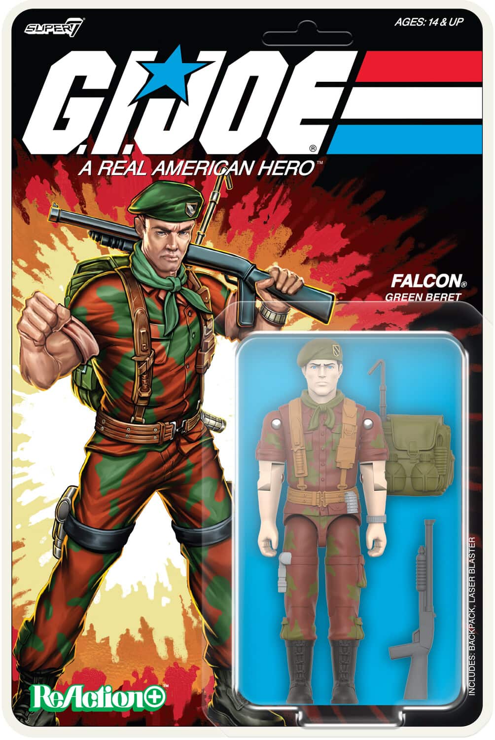 Super7 - G.I. Joe - ReAction+ Wv4 (Movie Collection) - Lt. Falcon - COLLECTABLES - Multicolor