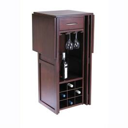 Hivvago - 9 Bottle Walnut Wine Bottle Rack Mini Bar Expandable Counter - Cherry