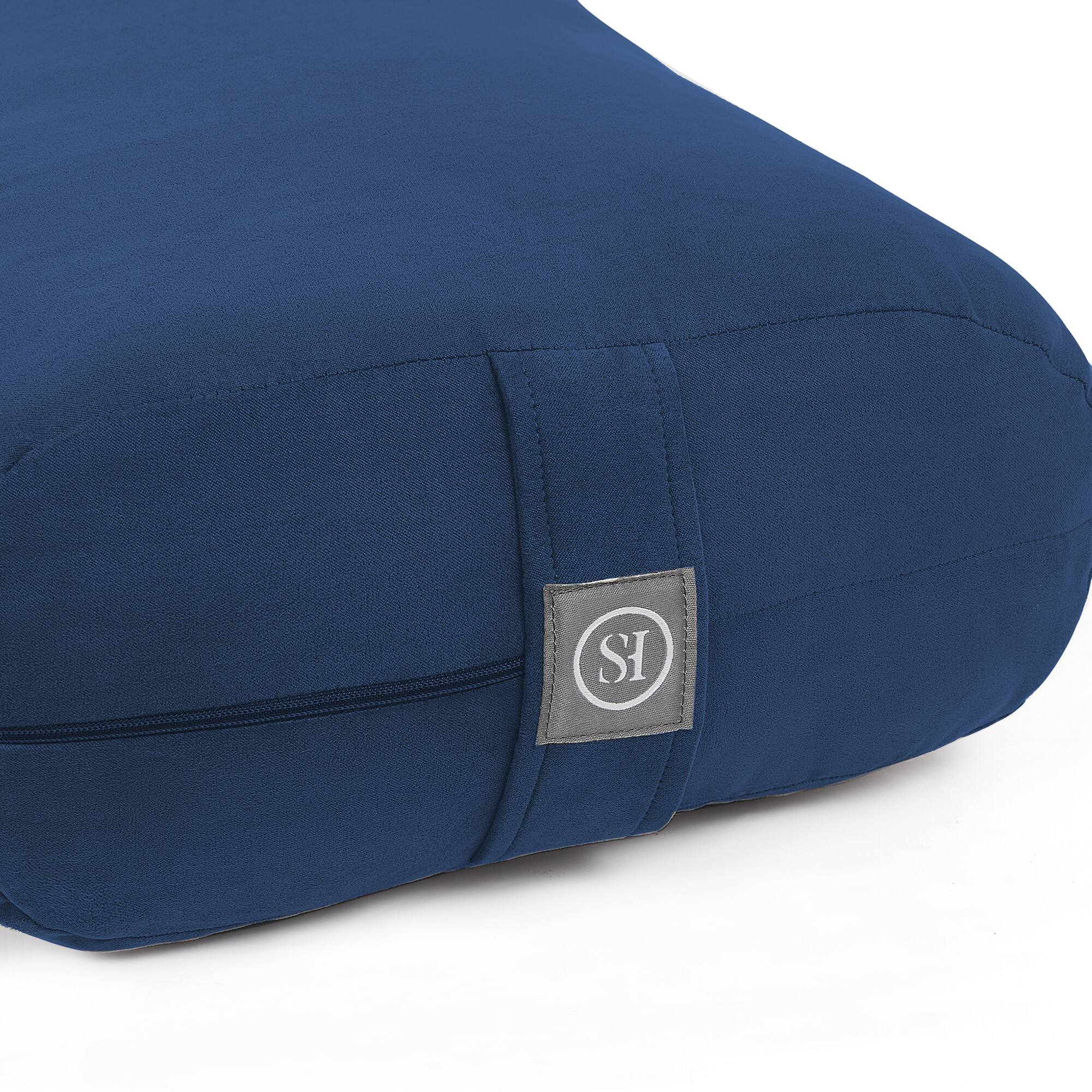 Alt View 1. Sweet Home Collection - Yoga Bolster Pillow Meditation Pillow w/Washable Cover & Carry Handle - Navy Blue.