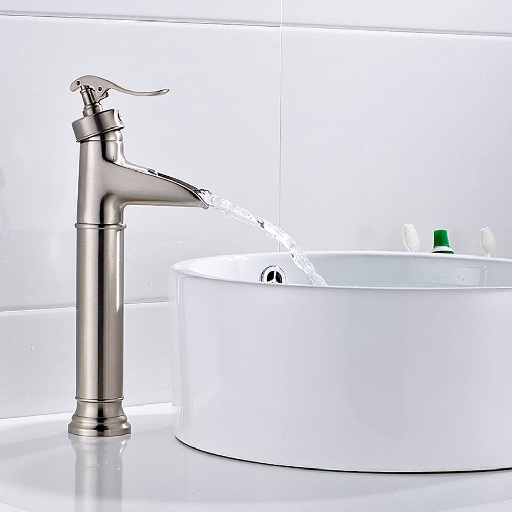 Alt View 4. Boyel Living - Single Hole Single Handle High Waterfall Bathroom Faucet in Brushed Nickel Easy to Install Durable and Modern - Brushed Nickel.