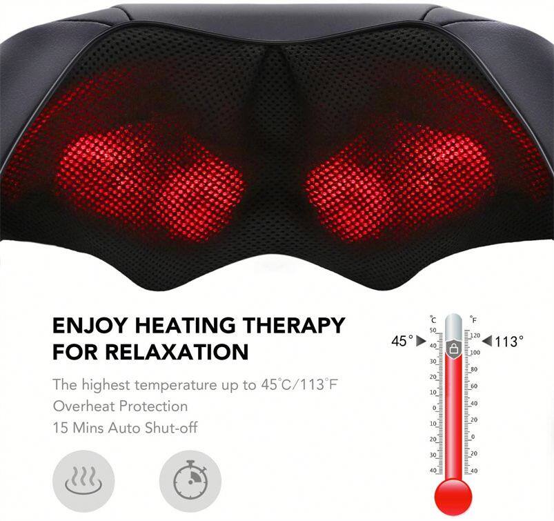 ENJOY HEATING THERAPY FOR RELAXATION

The highest temperature up to 45°C/113°F  
Overheat Protection  
15 Mins Auto Shut-off
