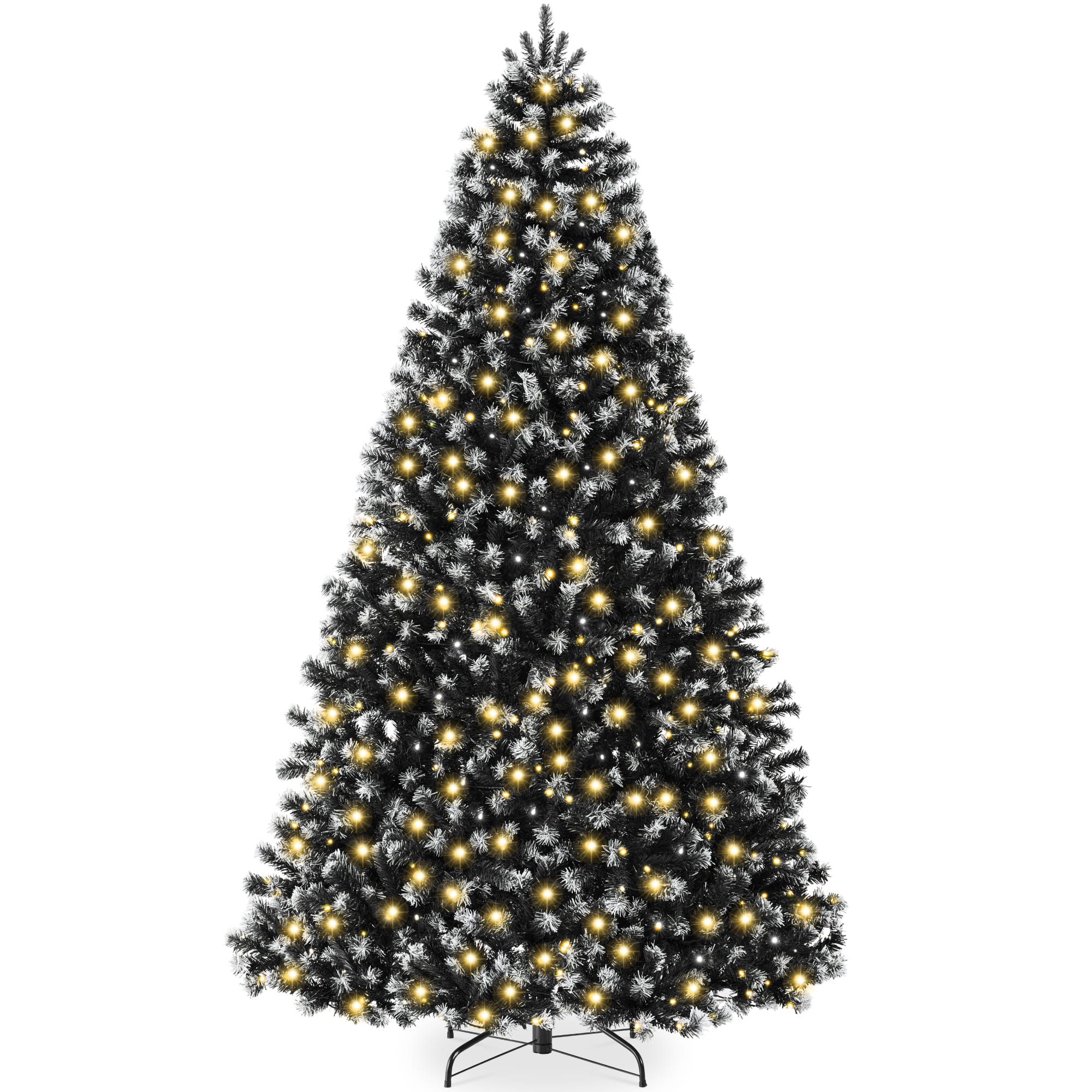Best Choice Products - Pre-Lit Frosted Artificial Black Spruce Christmas Tree, w/Easy Assembly - Black Spruce - Frosted