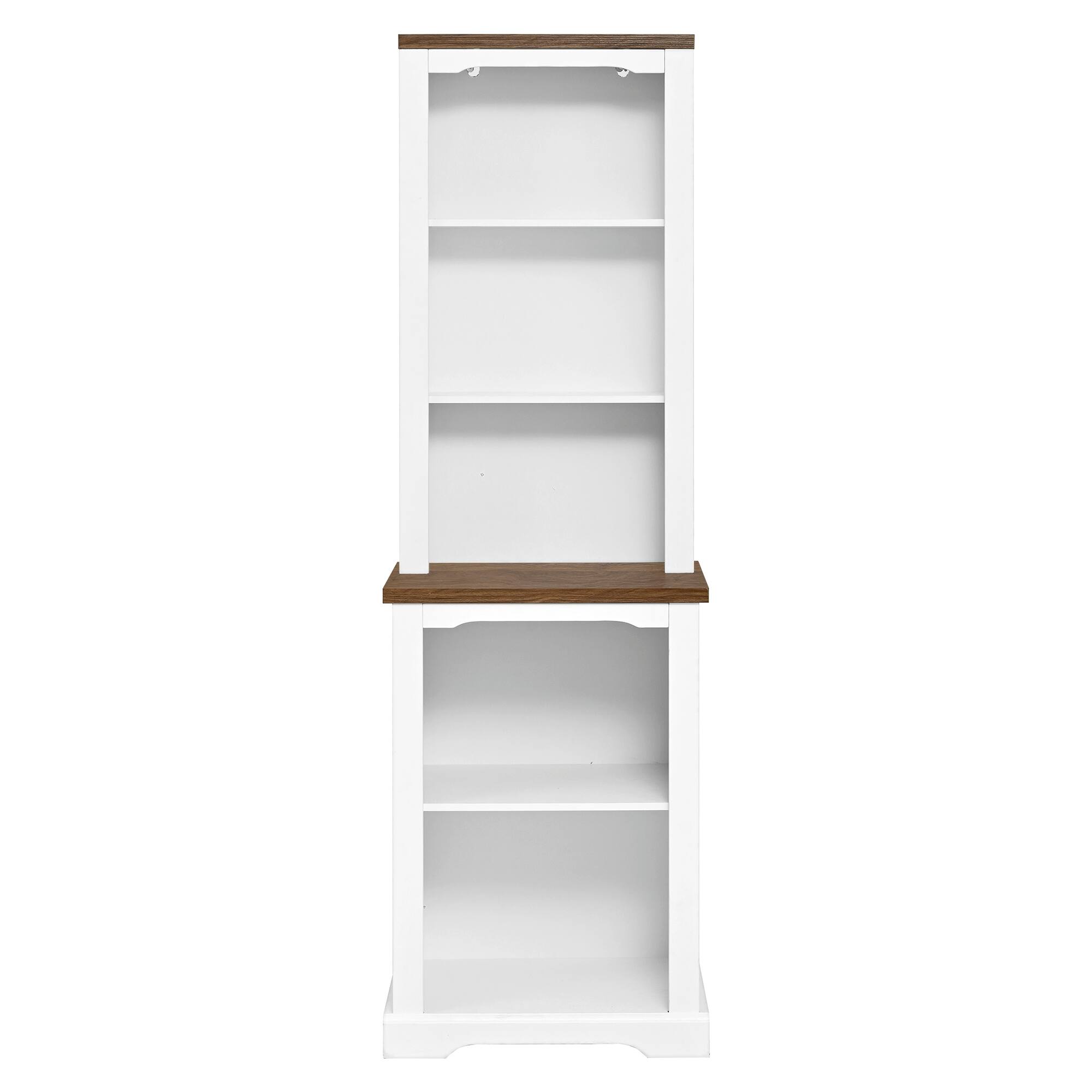 Alt View 1. Whisen - 2-Piece Curved Design Tall Storage Cabinet, Open Bookshelf Display Case for Primary Living Space - White.