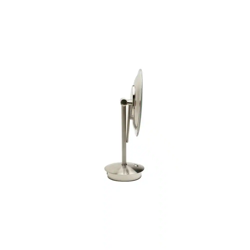 Back. Alfi - Brushed Nickel Tabletop Round 9" 5x Magnifying Cosmetic Mirror with Light - Silver.