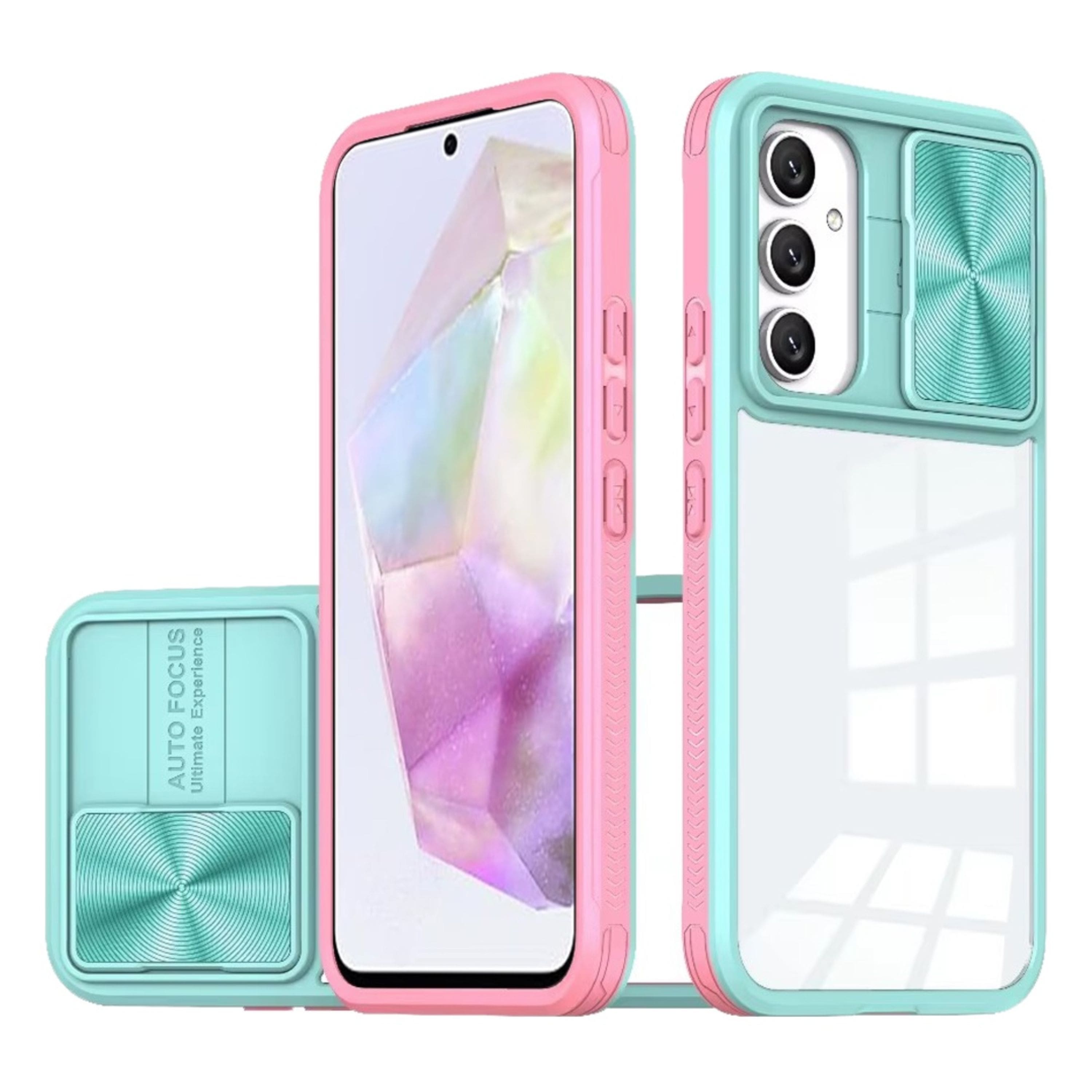 Kitcheniva - Clear Hybrid Rear Lens Sliding Cover Phone Case With Tempered Glass For Samsung Galaxy A36/A56 - Pink/Blue price history on PriceWatchPro