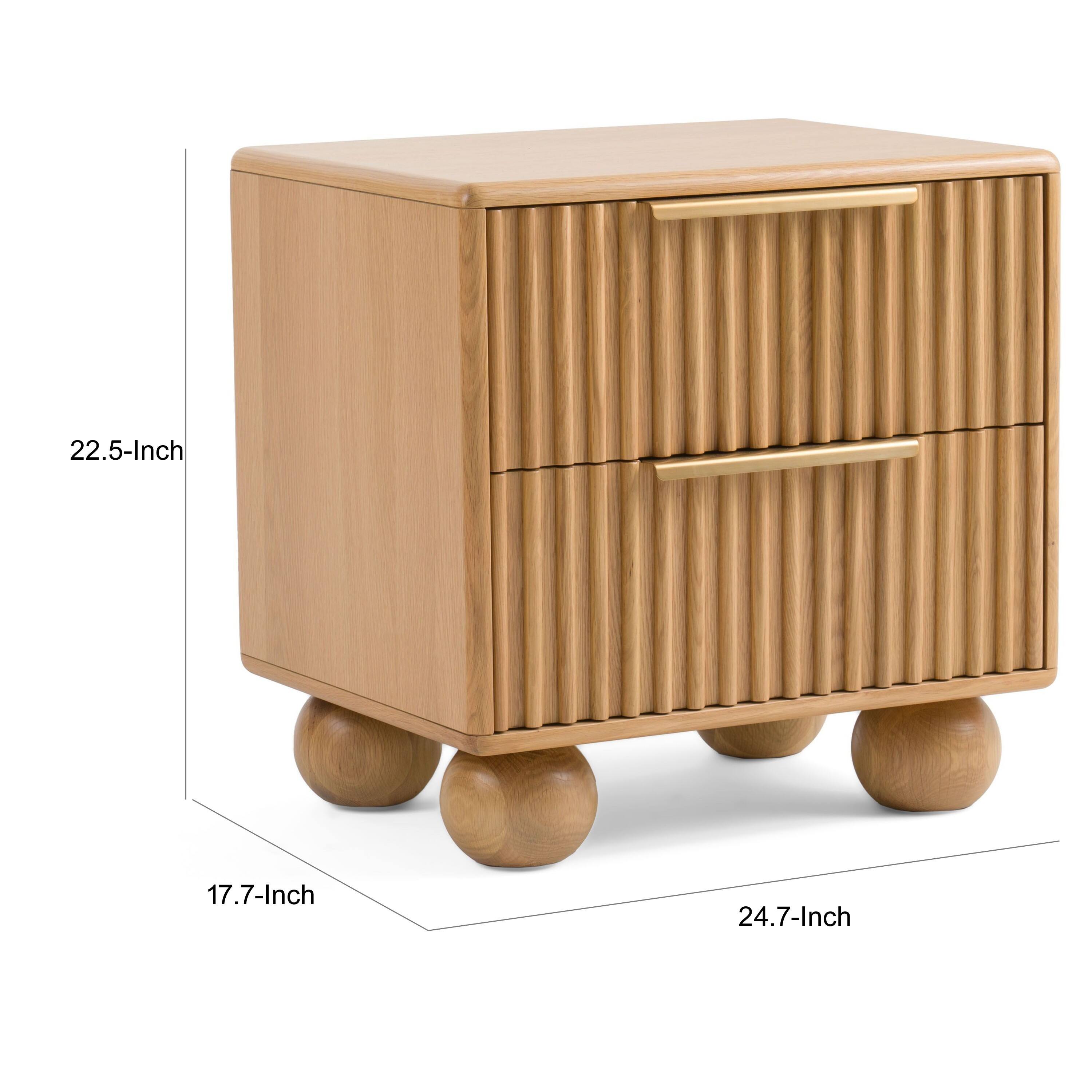 Manhattan Lane Cid Joya 25 Inch Nightstand, 2 Drawers, Natural Solid ...