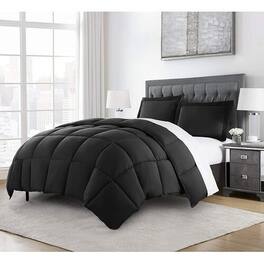 Hivvago - Twin Size Reversible Microfiber Down Alternative Comforter Set - Black