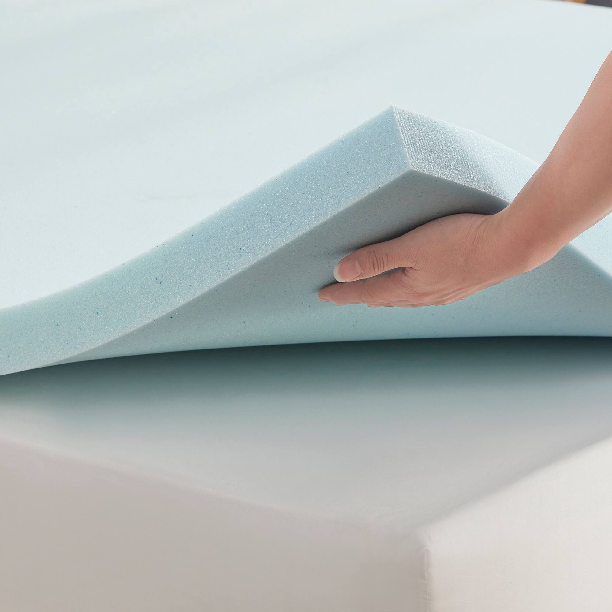 Back. Sweet Home Collection - Gel Memory Foam Mattress Topper CertiPUR-US Certified - Twin XL - Blue.