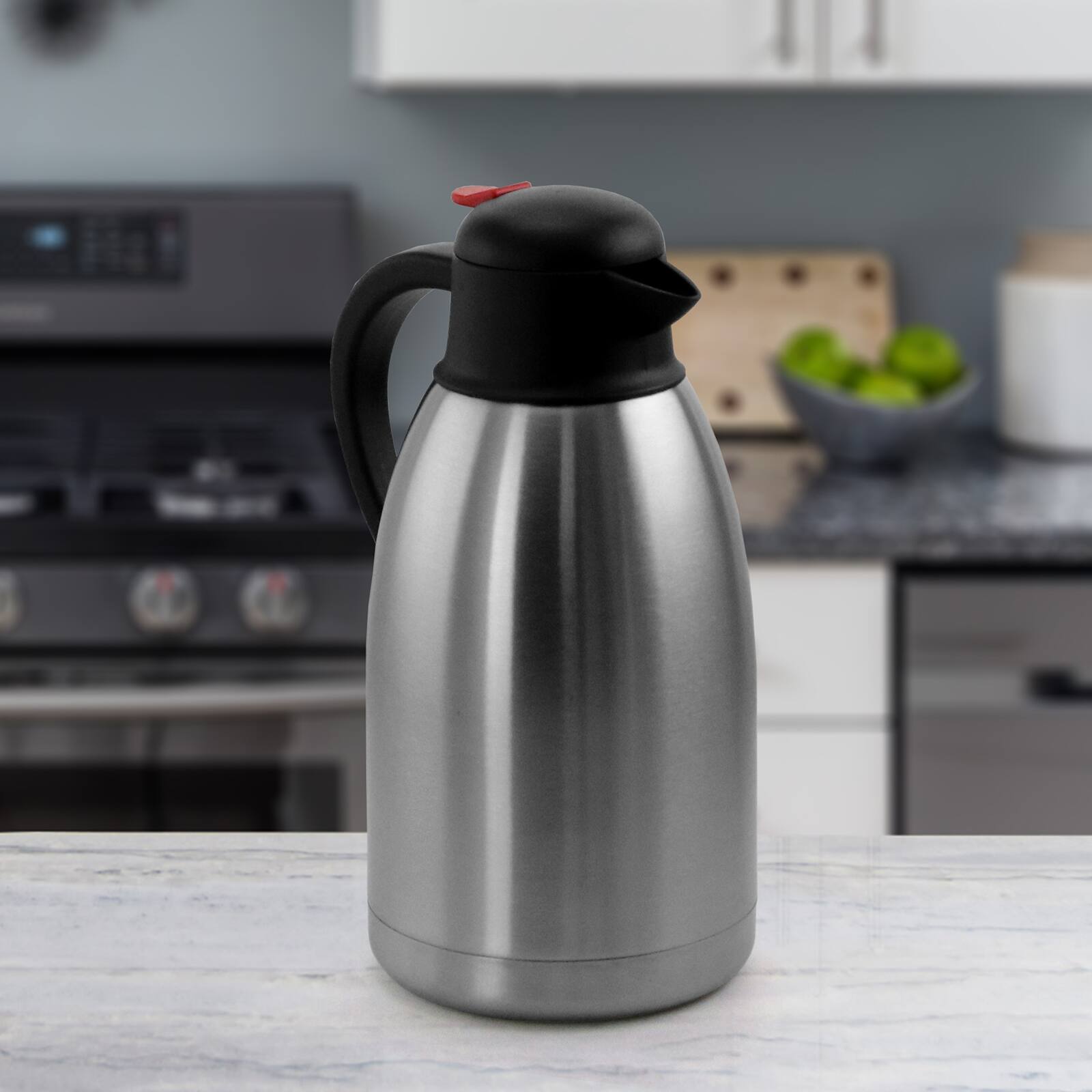 Alt View 3. MegaChef - MegaChef 2.11 Quart Stainless Steel Thermal Beverage Carafe for Coffee and Tea - Silver and Black.