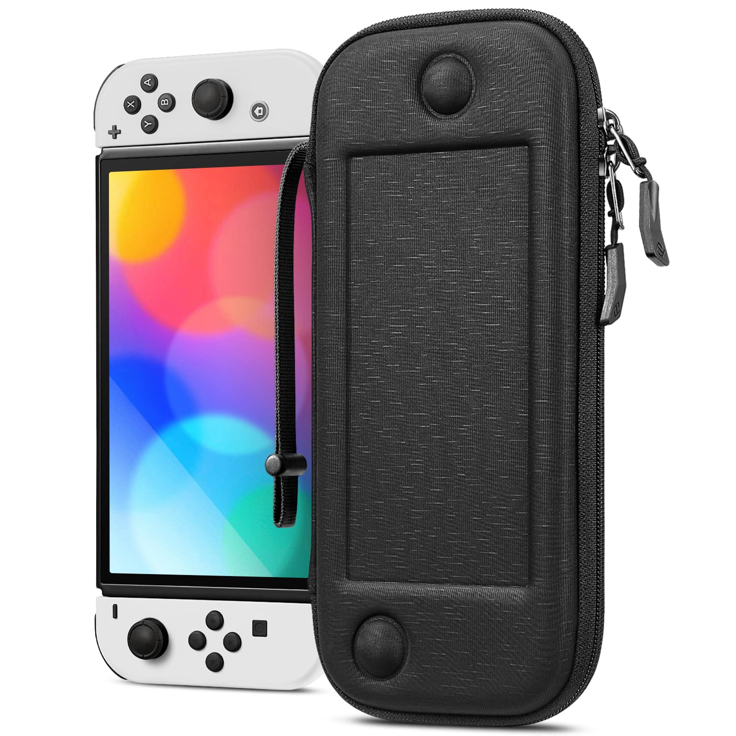 Fintie - Slim Carrying Case for Nintendo Switch (2017)/Nintendo Switch OLED Model (2021), Hand Strap, Portable Travel Storage Bag - Darknight