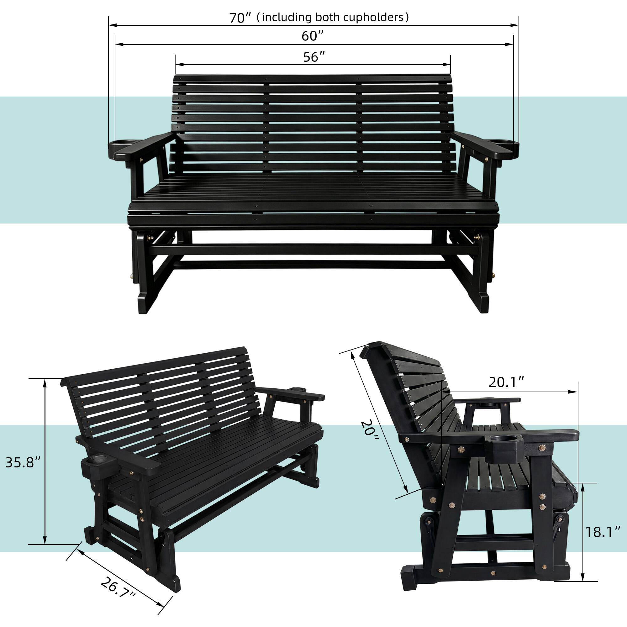 70" (including both cupholders)  
60"  
56"  
35.8"  
26.7"  
20.1"  
20"  
18.1"