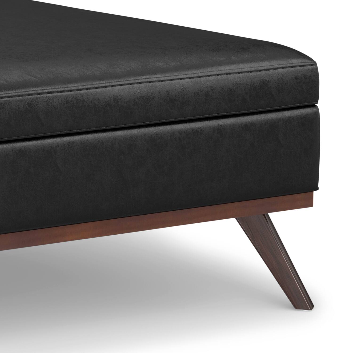 Alt View 14. Simpli Home - Owen XL Square Coffee Table Storage Ottoman - Distressed Black.
