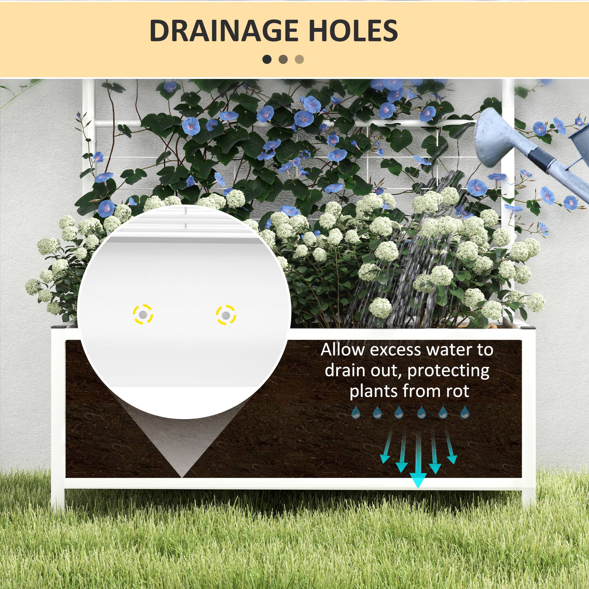 DRAINAGE HOLES

Allow excess water to drain out, protecting plants from rot