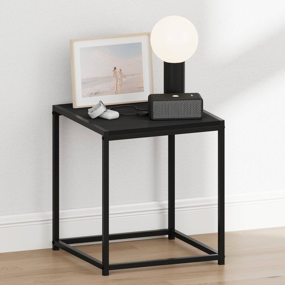 Angle. Furinno - CAMNUS Night Stand, Metal Frame Nightstand, Toolless Side Table, End Table, Bedside Table - Americano.