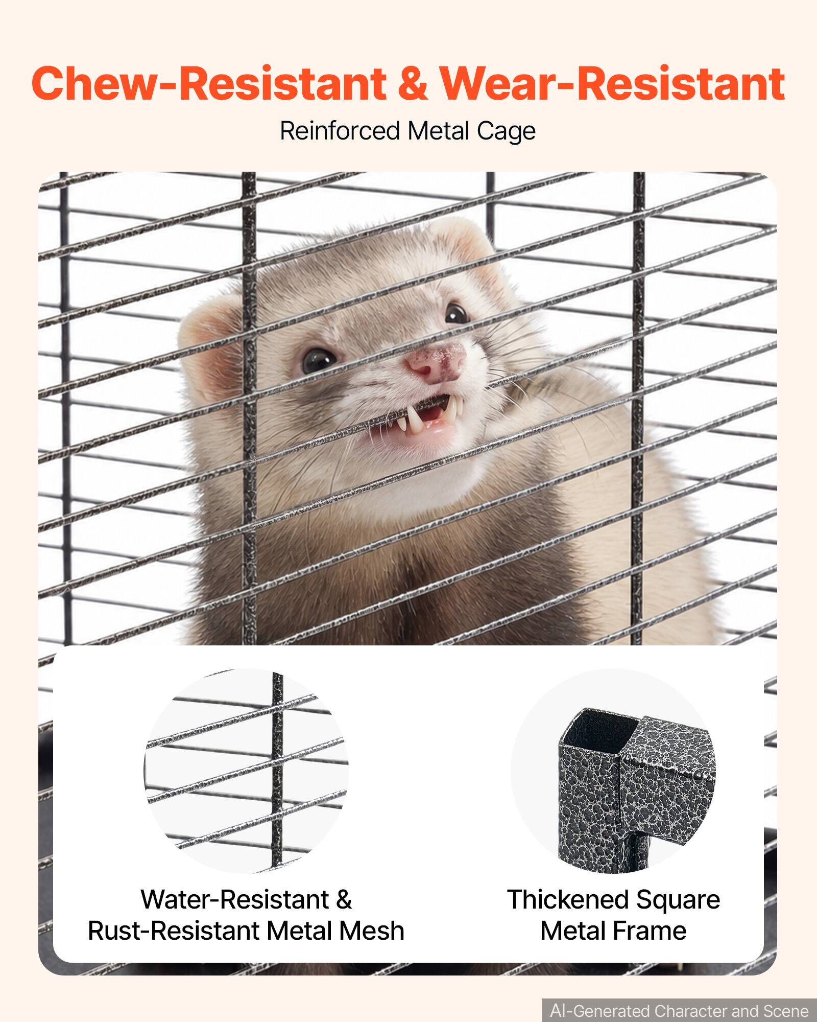 Chew-Resistant & Wear-Resistant  
Reinforced Metal Cage

Water-Resistant & Rust-Resistant Metal Mesh

Thickened Square Metal Frame

AI-Generated Character and Scene
