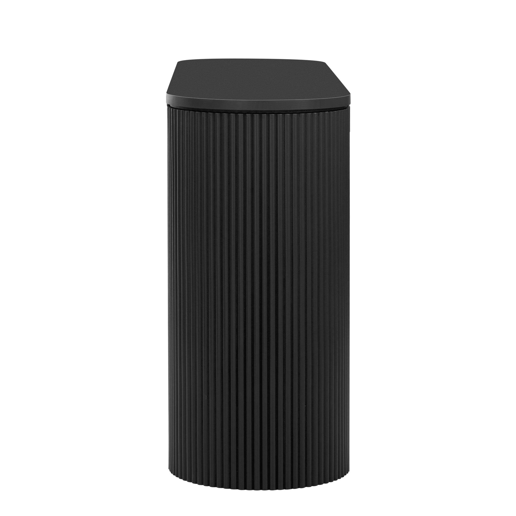 Alt View 3. Boyel Living - Modern Curved Console Table with Unique Vertical Stripe Design - Black.