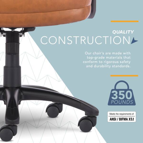 QUALITY CONSTRUCTION  
Our chair's are made with top-grade materials that conform to rigorous safety and durability standards.  

350 POUNDS  
Meets the requirements of ANSI / BIFMA X5.1