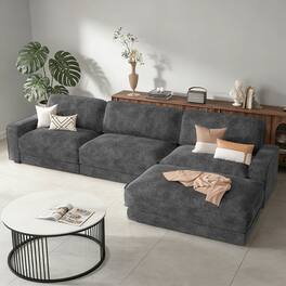 Vipbear - 119" Modular Sectional Sofa, L Shaped Sofa Couch with Reversible Ottoman, Combination Chenille Deep 4-Seat Cloud Couch - Dray