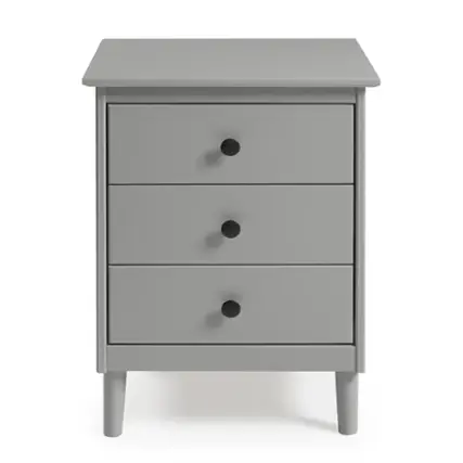 Walker Edison - Transitional Solid Wood 3-Drawer Nightstand - Grey