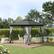Angle. Outsunny - 10' x 10' Metal Patio Gazebo, Double Roof Outdoor Gazebo Canopy Shelter with Tree Motifs Corner Frame - Grey.
