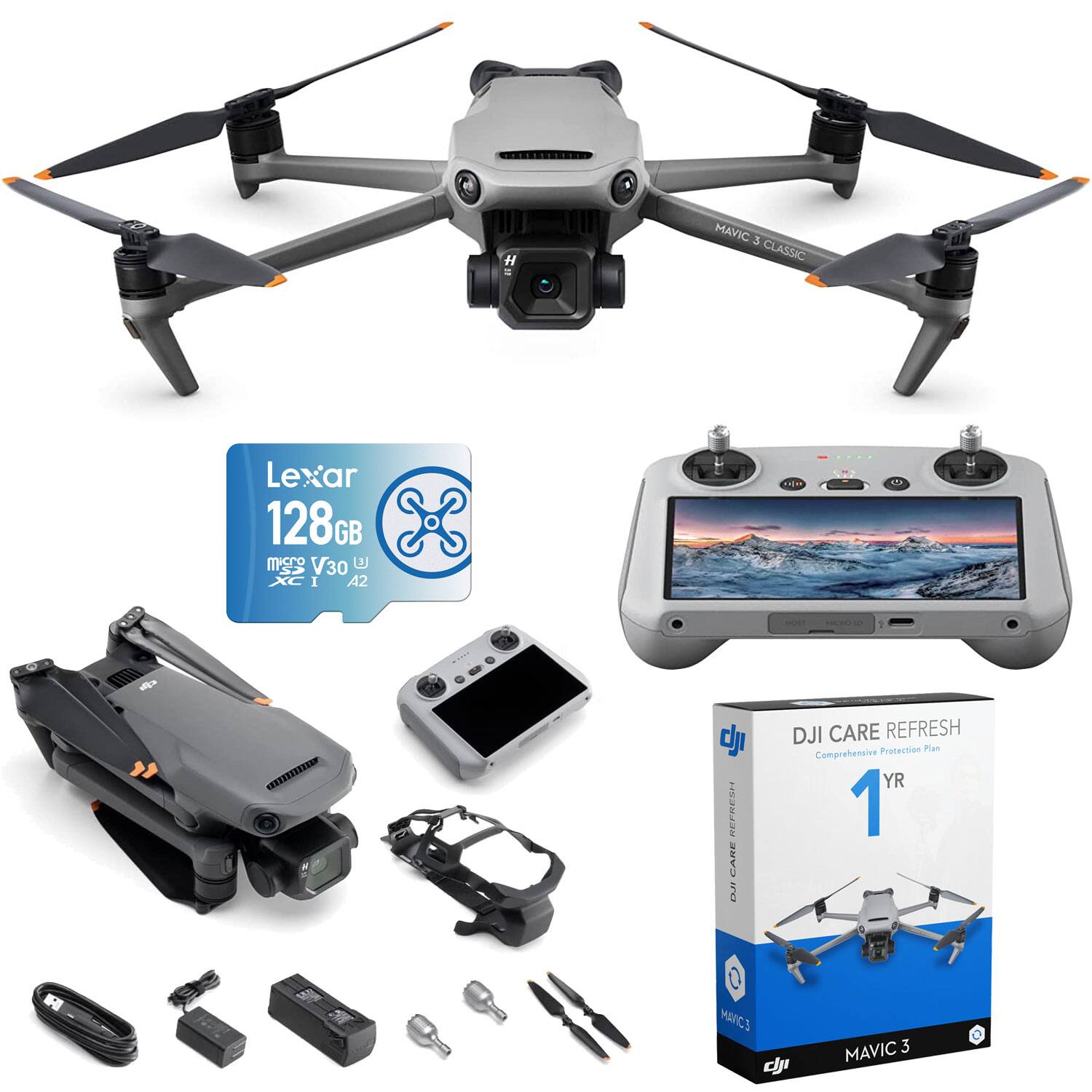 MAVIC 3 CLASSIC  
Lexar 128GB microSD V30 XC I A2 T1  
DJI CARE REFRESH Protection Plan Comprehensive 1YR  
MAVIC 3