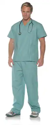 Front. Underwraps - Surgery Scrubs Adult Costume, One Size - Green.
