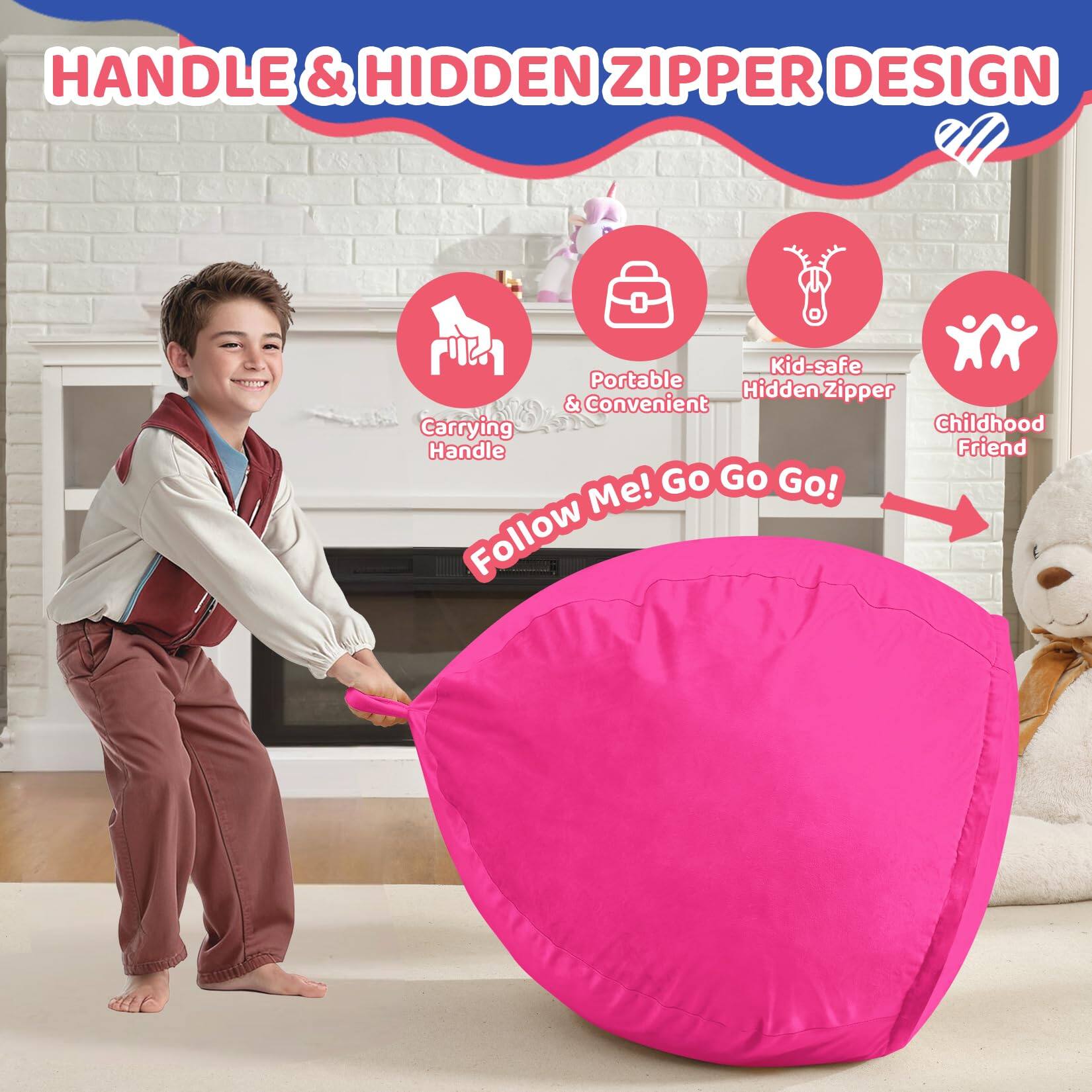 HANDLE & HIDDEN ZIPPER DESIGN

- Carrying Handle
- Portable & Convenient
- Kid-safe Hidden Zipper
- Childhood Friend

Follow Me! Go Go Go!
