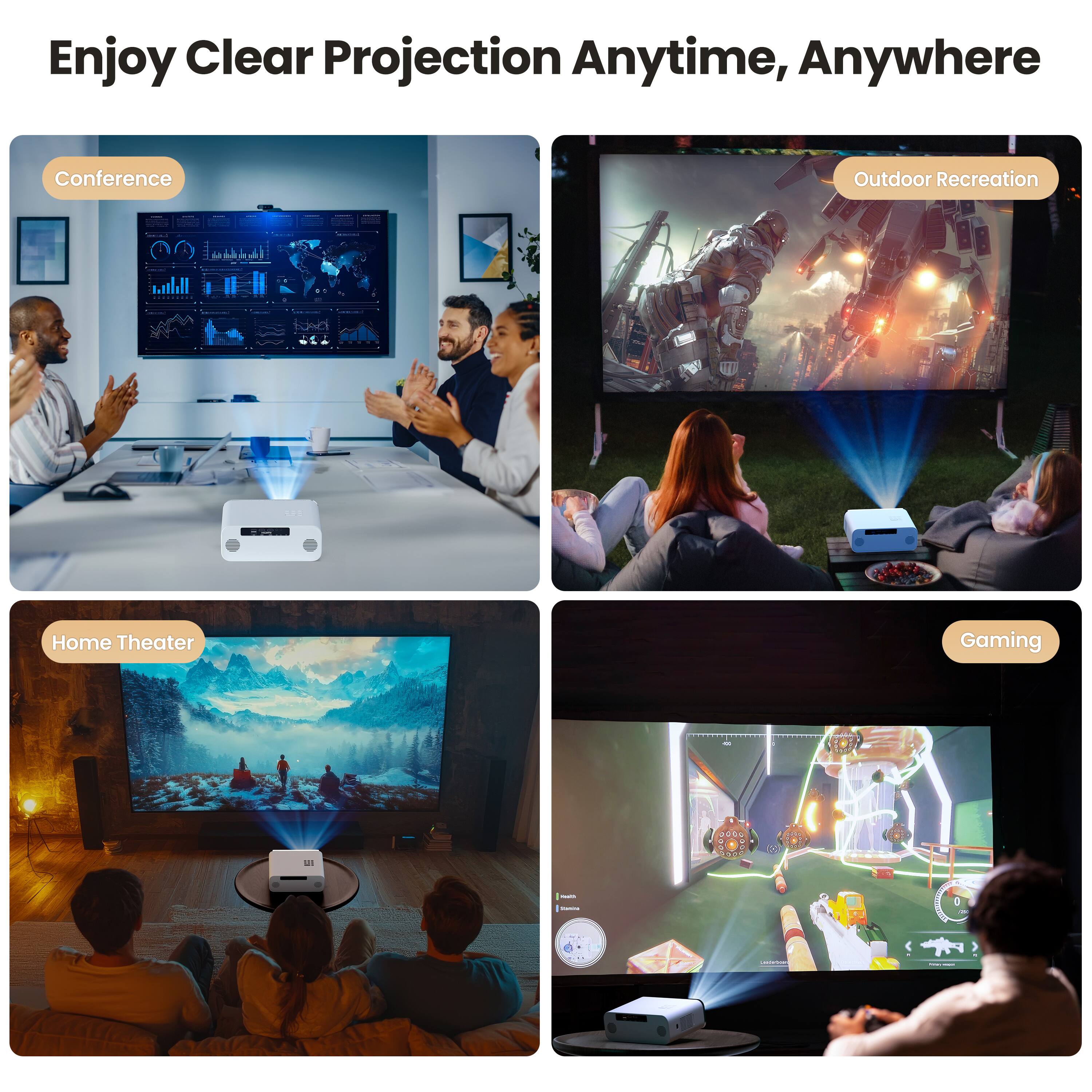 Enjoy Clear Projection Anytime, Anywhere Conference Outdoor Recreation Home Theater Gaming