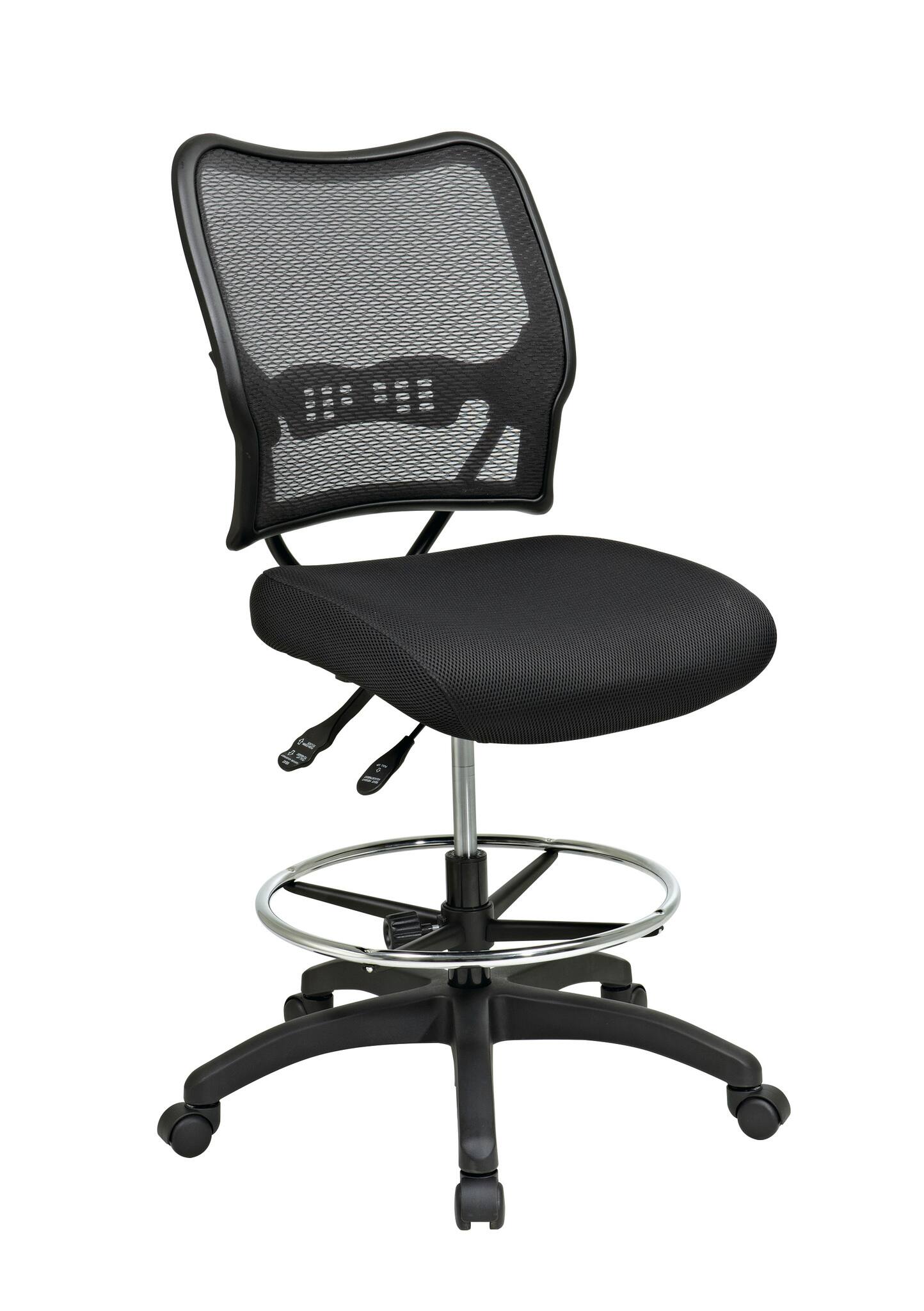 Front. Office Star Products - Ergonomic AirGrid® Drafting Chair - Black.