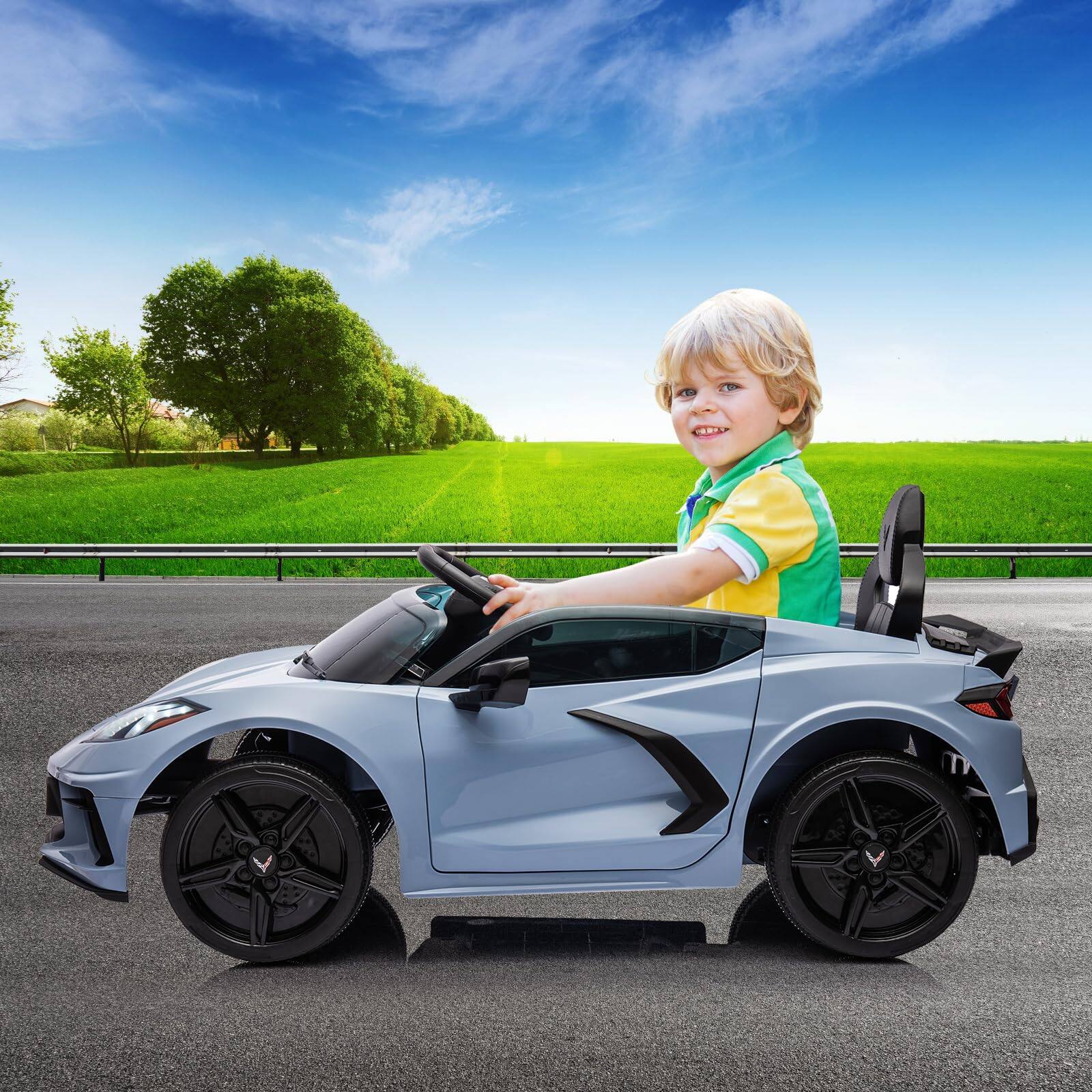 Alt View 6. Jojoka - 12V Kids Ride on Car Licensed Corvette Battery Powered Car for Toddles Electric Sports Car Toy with Remote Control.