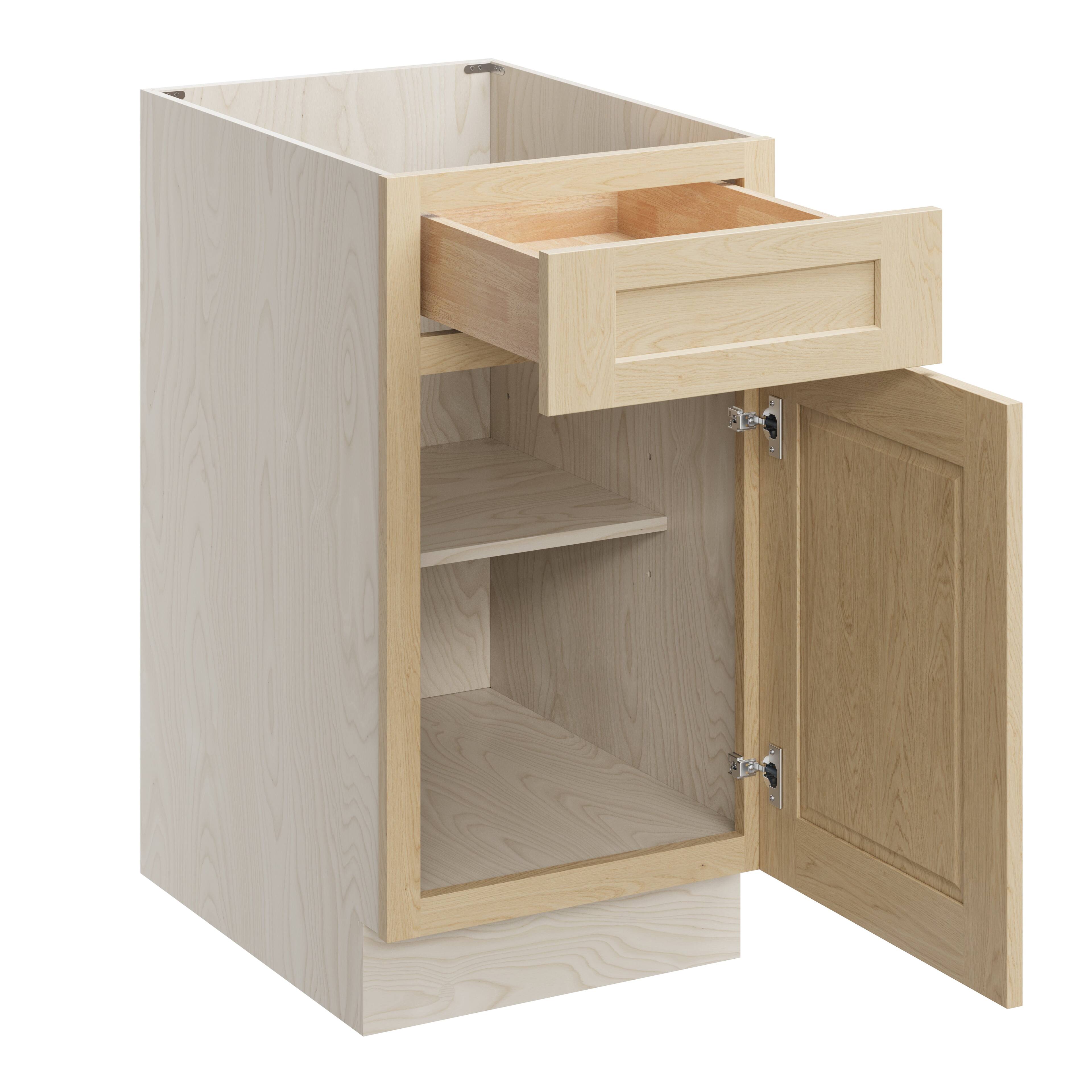 Alt View 1. Boyel Living - 18 Inch Unfinished Natural Wood Base Cabinet Versa Shaker Style - Versa Shaker.