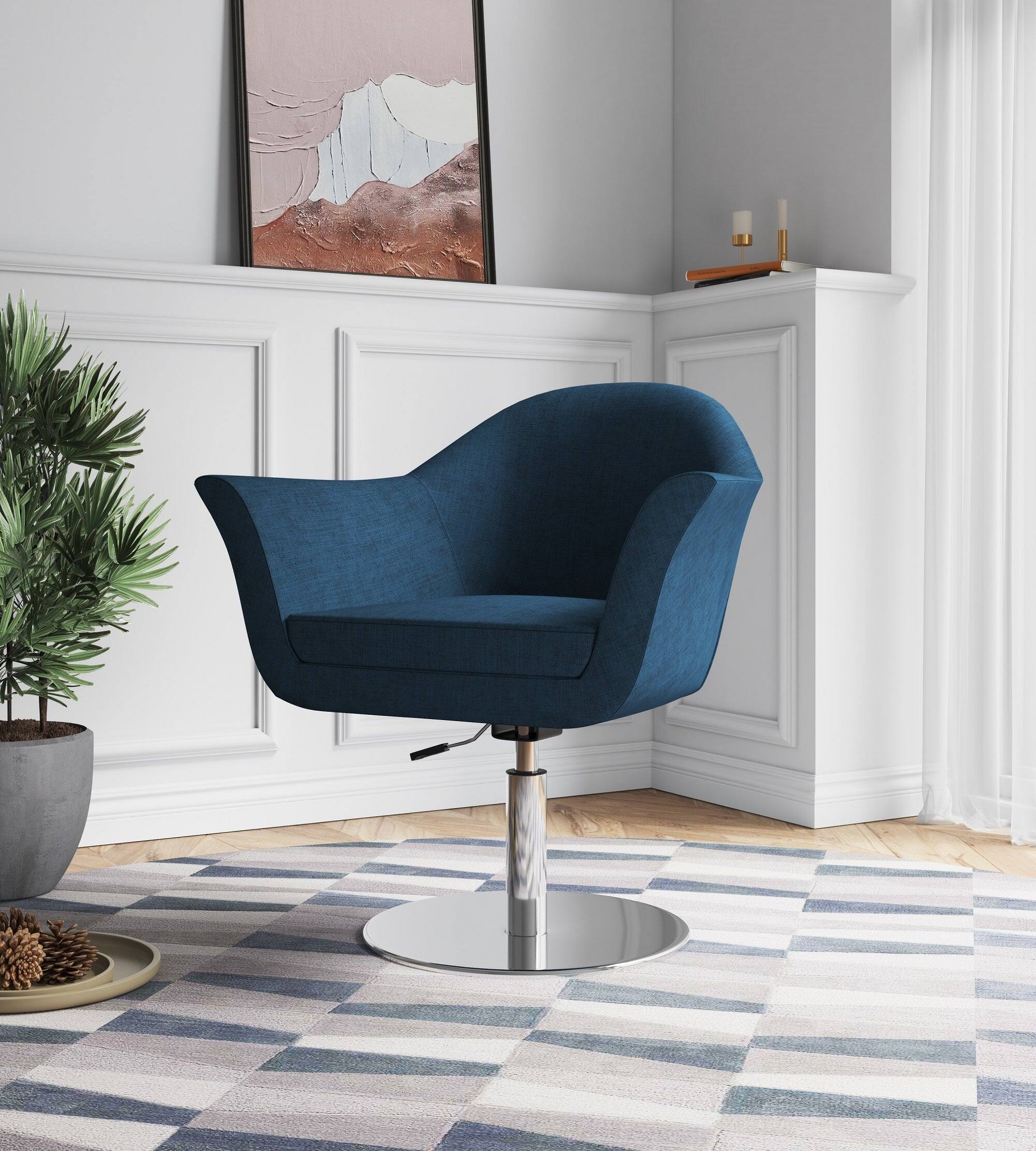 Angle. Manhattan Comfort - Voyager Modern Woven Blend Swivel Lounge Chair - Smokey Blue.