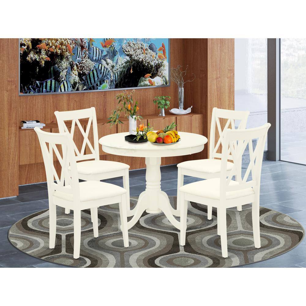 Left. East West Furniture - Dining Room Set Linen White - Brown.